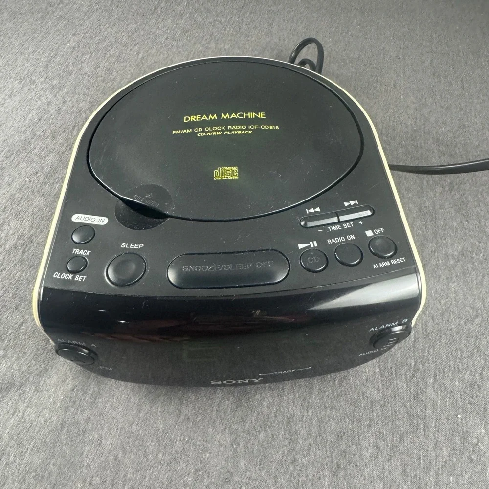 Sony Dream Machine ICF-CD815 CD Clock Radio FM AM Dual Alarm Green LED Black